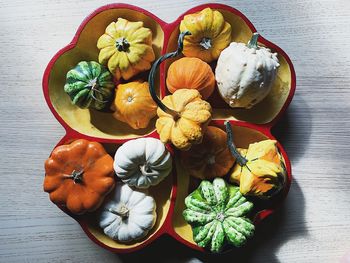 High angle view of fruits on table