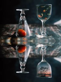 Close-up of wineglass on table