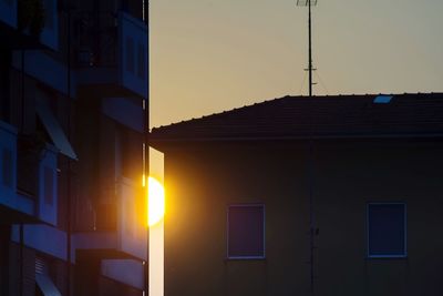 Modern building at sunset