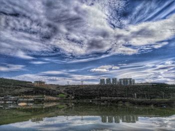 View of river against cloudy sky