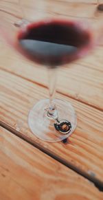 High angle view of drink on table