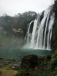 Scenic view of waterfall