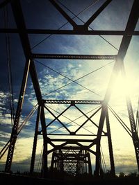 Low angle view of built structure at sunset