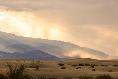 Scenic view of landscape against sky during sunset