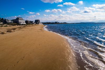 Scenic view of beach against sky