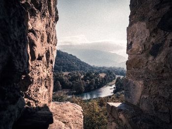 Rock formations at riverbank