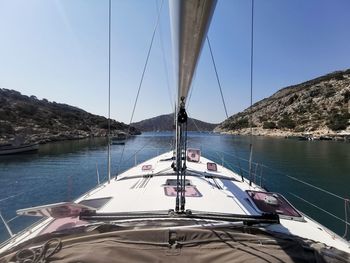 Cropped image of boat in sea