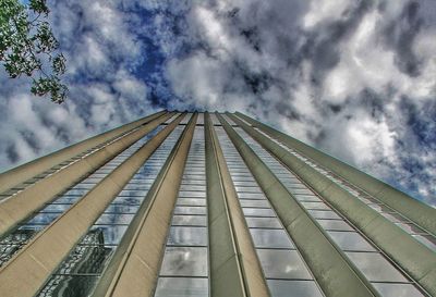 Low angle view of modern building against sky