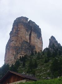 Rock formations on mountain against sky