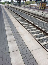 High angle view of railroad station platform