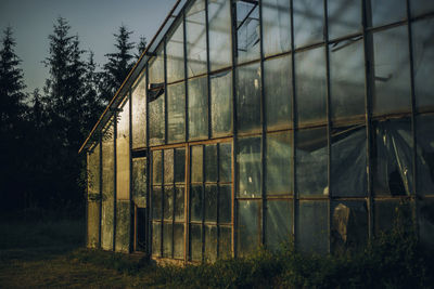 Greenhouse on field