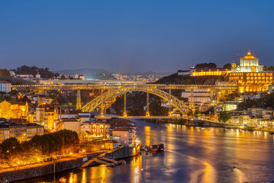 Illuminated buildings in city at night