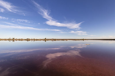 Scenic view of sea against blue sky