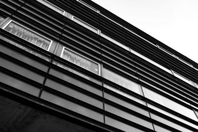 Low angle view of modern building against clear sky