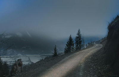 Mountain road against sky