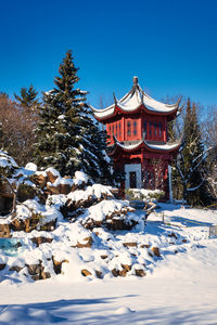 Building against sky during winter