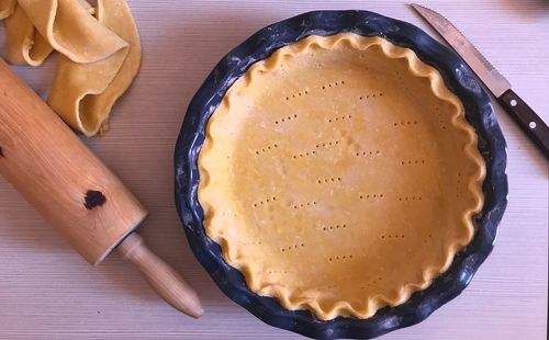 High angle view of cake on table