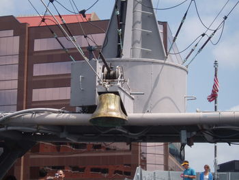 Close-up of ship against sky