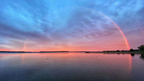 Scenic view of sea against sky at sunset