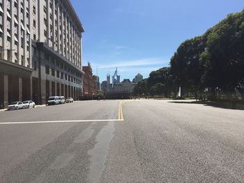 Empty road in city