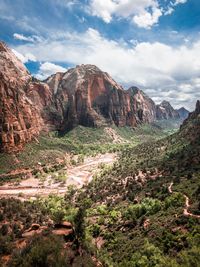 Scenic view of rocky mountains against sky