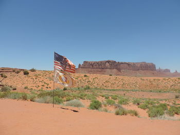 View of a desert against blue sky