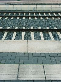 High angle view of railroad tracks