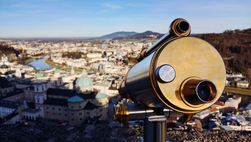 Close-up of cityscape against sky