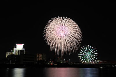 Firework display at night