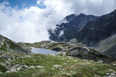 Scenic view of mountains against sky