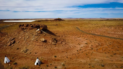 Scenic view of land against sky