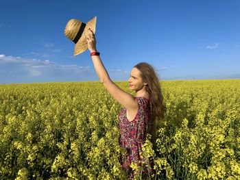 Woman standing in farm