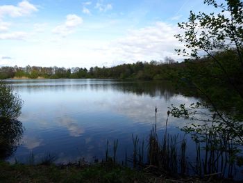 Scenic view of lake against sky