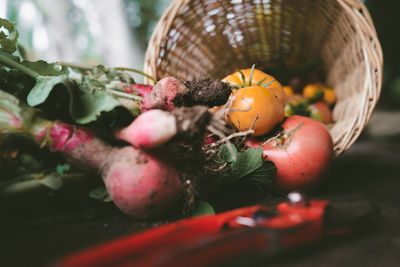 Close-up of fruits in basket