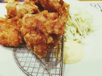 High angle view of food in plate