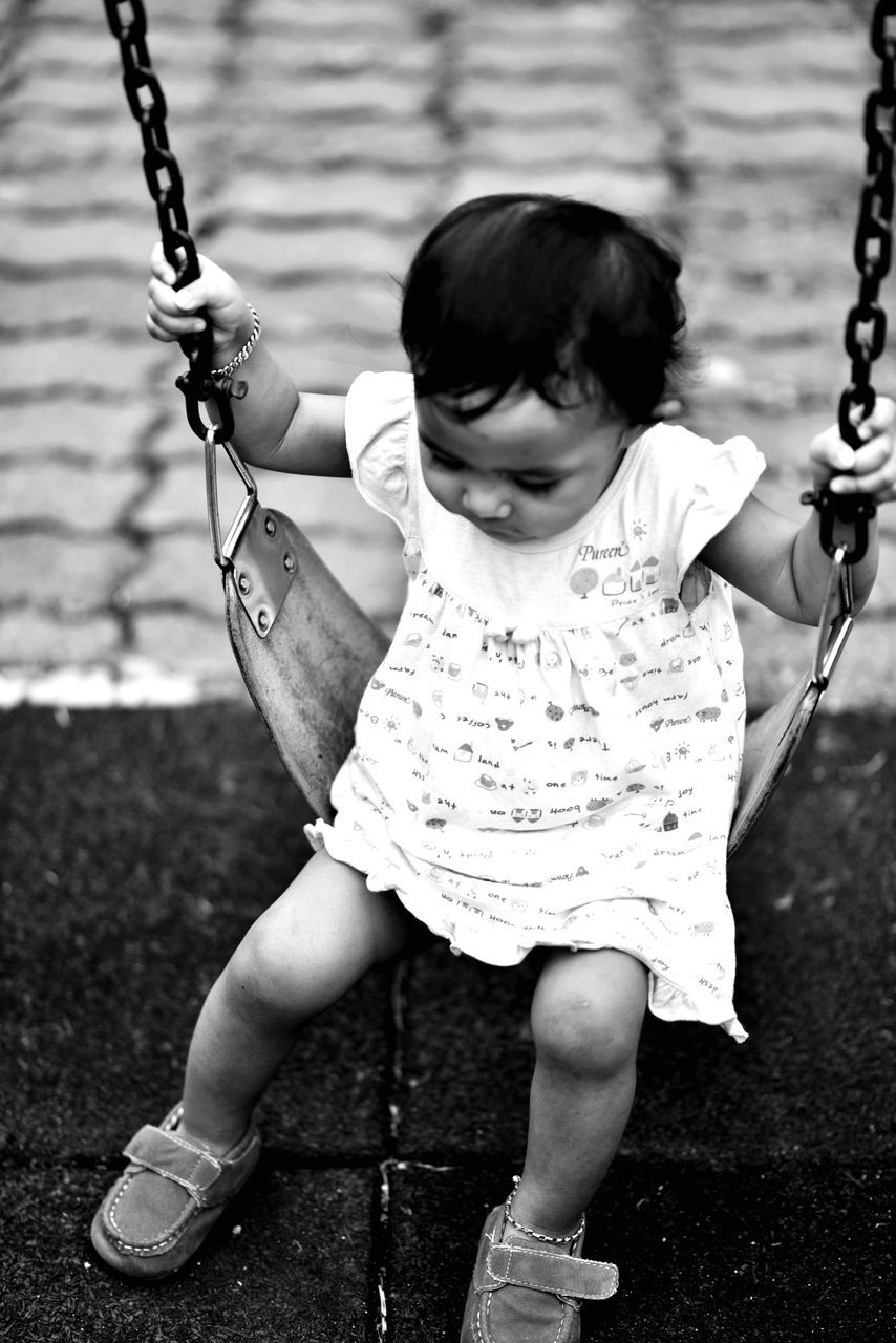 child, childhood, one person, one girl only, children only, swing, outdoors, people, day