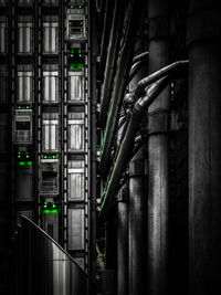 Low angle view of illuminated building at night