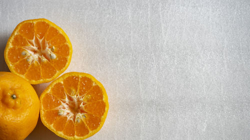 High angle view of oranges on table