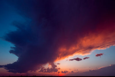 Low angle view of dramatic sky during sunset