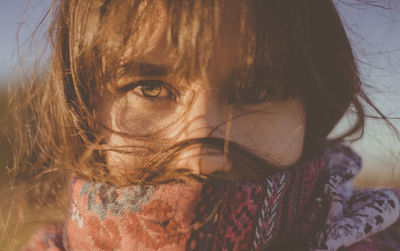 Close-up portrait of woman with eyes closed