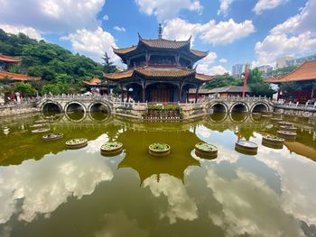 Reflection of building in lake