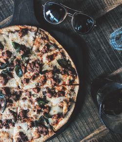 Close-up of pizza on table