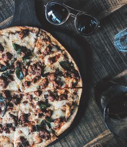 Close-up of pizza on table