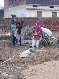 Group of people working in building