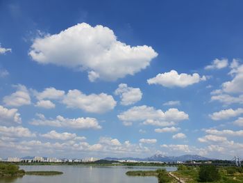 Scenic view of lake against sky