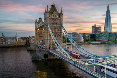 View of bridge over river against cloudy sky