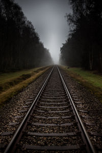 Railways tracks in forest near silkeborg, denmark