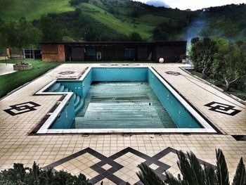 High angle view of swimming pool