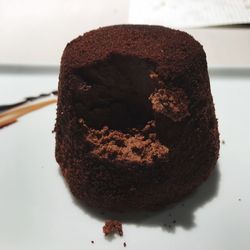 Close-up of chocolate cake in plate