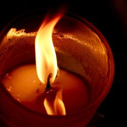 Close-up of burning candle